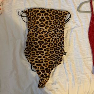 Leopard body suit with strappy back